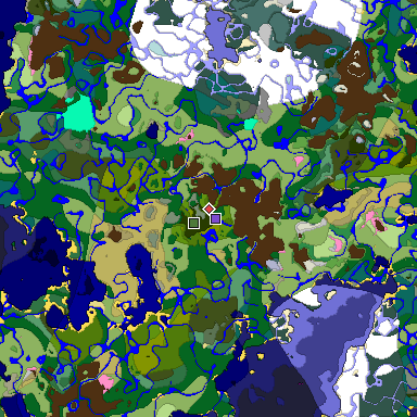 Predicted biome map of Java 1.20 seed 3866881317706348741 around estimated spawn