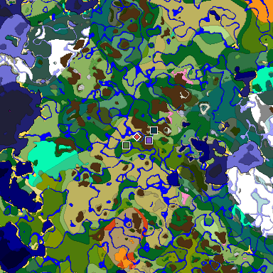 Predicted biome map of Java 1.20 seed -8471082173853537241 around estimated spawn