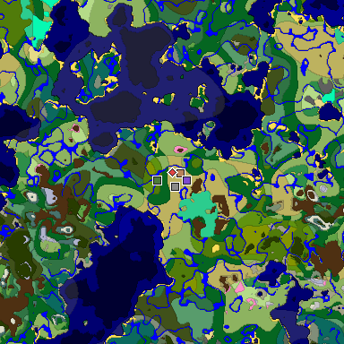 Predicted biome map of Java 1.20 seed -5552196155739854391 around estimated spawn