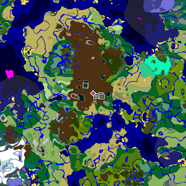 Predicted biome map of Java 1.20 seed -3228113159306580917 around estimated spawn