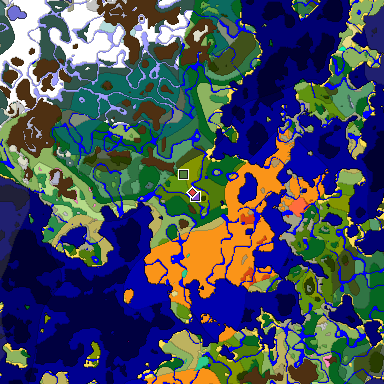 Predicted biome map of Java 1.20 seed 7121287795727020190 around estimated spawn