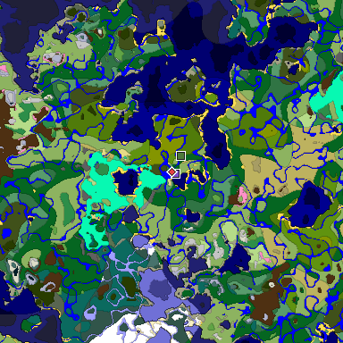 Predicted biome map of Java 1.20 seed 777516749596824260 around estimated spawn