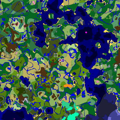 Predicted biome map of Java 1.20 seed -6562033786458773880 around estimated spawn