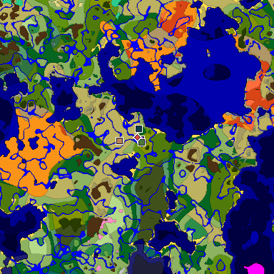 Predicted biome map of Java 1.20 seed 1370571294337317482 around estimated spawn