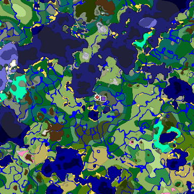 Predicted biome map of Java 1.20 seed -5096965211739895499 around estimated spawn