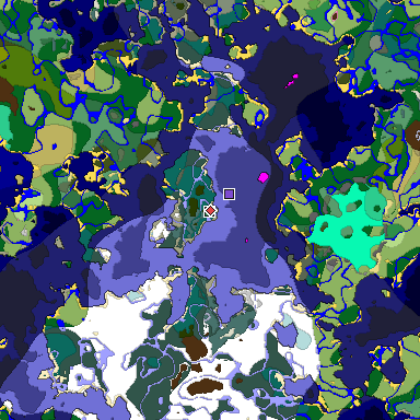 Predicted biome map of Java 1.20 seed 2216593494770229662 around estimated spawn