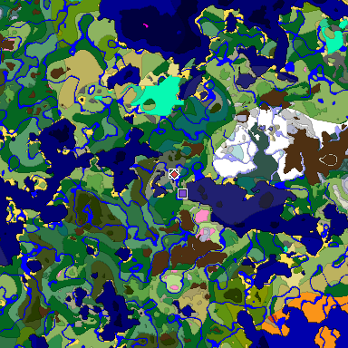Predicted biome map of Java 1.20 seed -8053826116524098203 around estimated spawn
