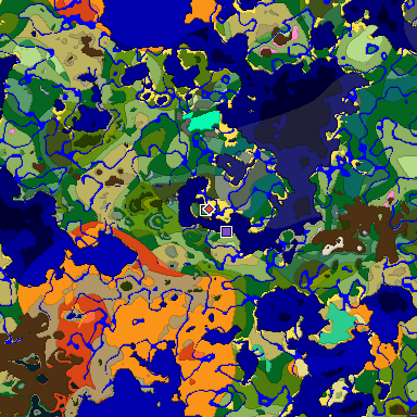 Predicted biome map of Java 1.20 seed -5184885943298749032 around estimated spawn