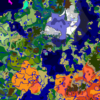 Predicted biome map of Java 1.20 seed -1832056772389718017 around estimated spawn