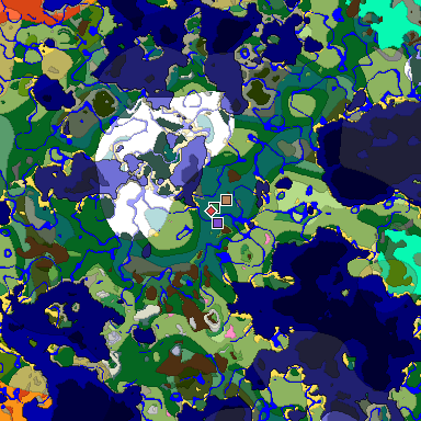Predicted biome map of Java 1.20 seed -6551936280720998033 around estimated spawn