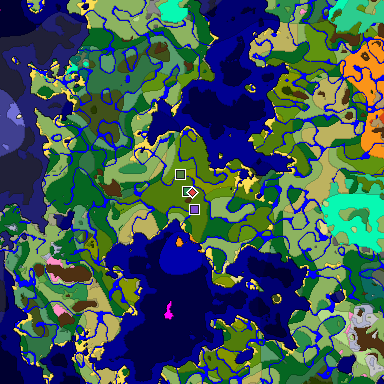 Predicted biome map of Java 1.20 seed 6004036464600479421 around estimated spawn