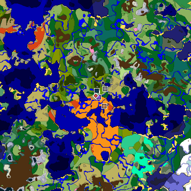 Predicted biome map of Java 1.20 seed 4264244510470496435 around estimated spawn