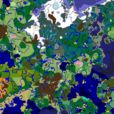 Predicted biome map of Java 1.20 seed 2728443776317269396 around estimated spawn