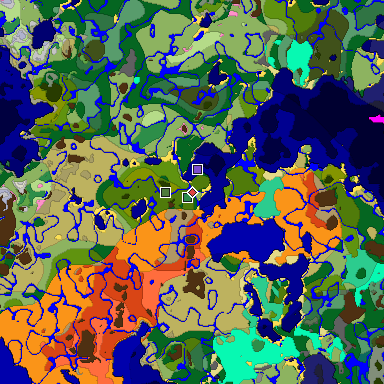 Predicted biome map of Java 1.20 seed 570682922164831304 around estimated spawn