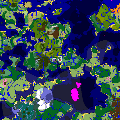 Predicted biome map of Java 1.20 seed -8901074615263798909 around estimated spawn