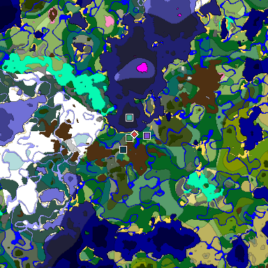 Predicted biome map of Java 1.20 seed -2535999007467156131 around estimated spawn