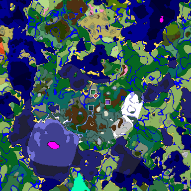 Predicted biome map of Java 1.20 seed 6970896372290482170 around estimated spawn