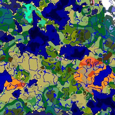 Predicted biome map of Java 1.20 seed 2069252602697038893 around estimated spawn