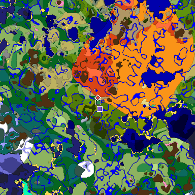 Predicted biome map of Java 1.20 seed -2831706974410580143 around estimated spawn