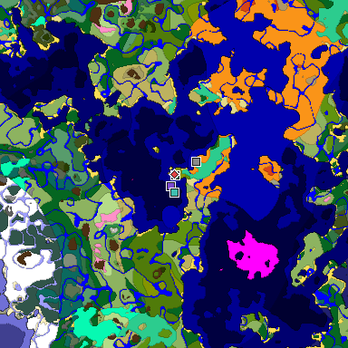 Predicted biome map of Java 1.20 seed -190821984536395262 around estimated spawn