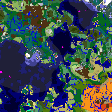 Predicted biome map of Java 1.20 seed 7861483493384675729 around estimated spawn