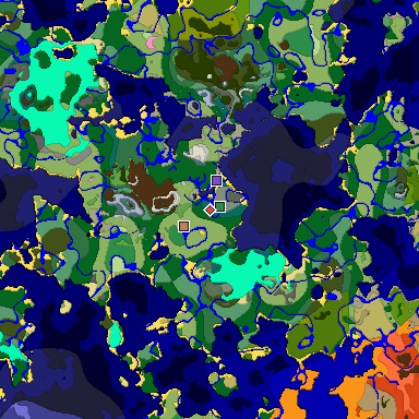 Predicted biome map of Java 1.20 seed -2001627704552123417 around estimated spawn