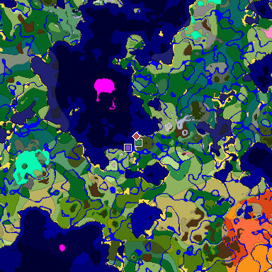 Predicted biome map of Java 1.20 seed -8365932705213706278 around estimated spawn