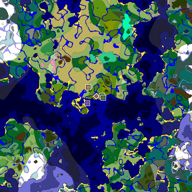 Predicted biome map of Java 1.20 seed -3661682298341858719 around estimated spawn