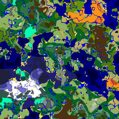 Predicted biome map of Java 1.20 seed -8361988953901852838 around estimated spawn