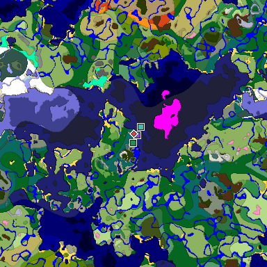 Predicted biome map of Java 1.20 seed -6123376773773025267 around estimated spawn