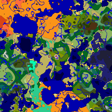 Predicted biome map of Java 1.20 seed -1961510561367338356 around estimated spawn