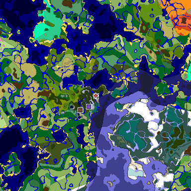 Predicted biome map of Java 1.20 seed -6144839549467658480 around estimated spawn
