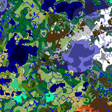 Predicted biome map of Java 1.20 seed -4029972664190656673 around estimated spawn