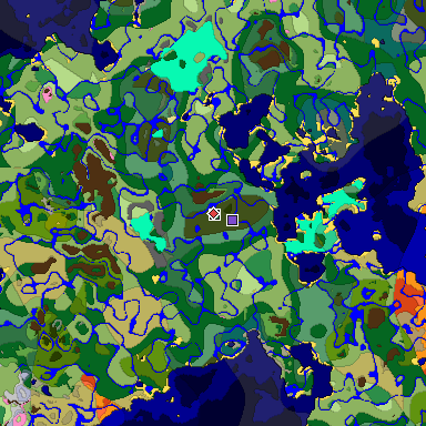 Predicted biome map of Java 1.20 seed -1873414607246596923 around estimated spawn