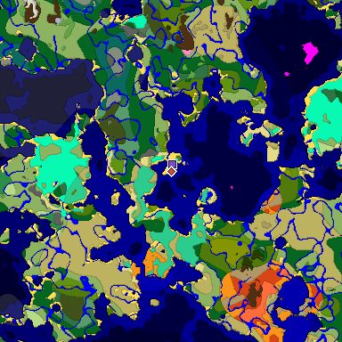 Predicted biome map of Java 1.20 seed -7464540696358349553 around estimated spawn