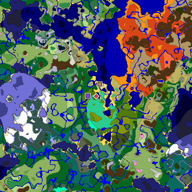 Predicted biome map of Java 1.20 seed 852182154263833849 around estimated spawn