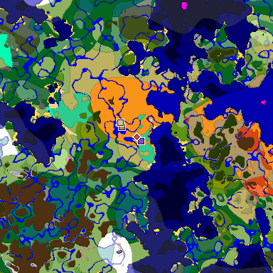 Predicted biome map of Java 1.20 seed -7995022488211687249 around estimated spawn