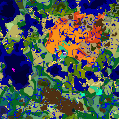 Predicted biome map of Java 1.20 seed -2141328609953350894 around estimated spawn