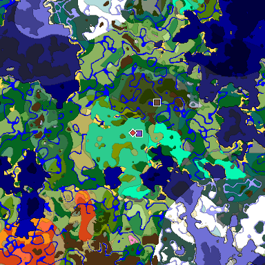 Predicted biome map of Java 1.20 seed -8837145305321847675 around estimated spawn