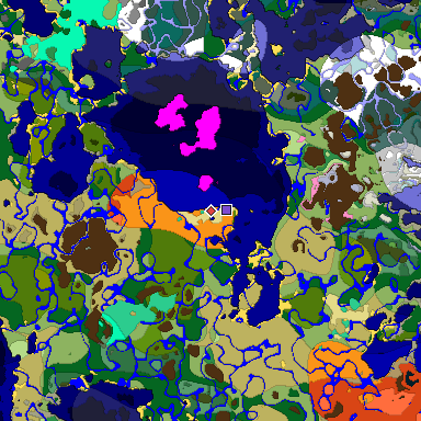 Predicted biome map of Java 1.20 seed -1542511348867769894 around estimated spawn