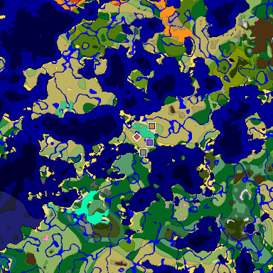 Predicted biome map of Java 1.20 seed 4036443174246153658 around estimated spawn
