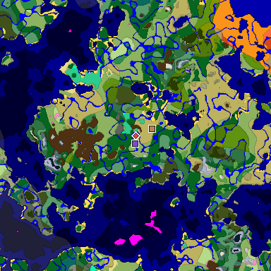 Predicted biome map of Java 1.20 seed -7321438372813055563 around estimated spawn