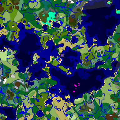 Predicted biome map of Java 1.20 seed 7130275538244965464 around estimated spawn