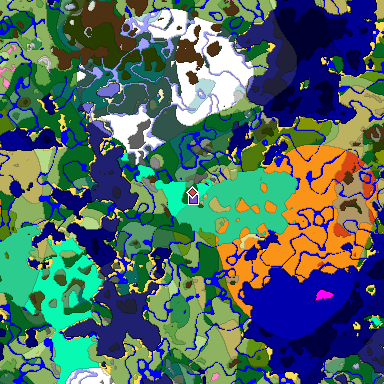 Predicted biome map of Java 1.20 seed 4827208356218026469 around estimated spawn