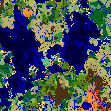 Predicted biome map of Java 1.20 seed 3060076656232009456 around estimated spawn