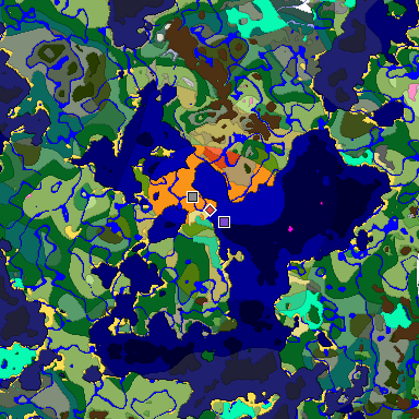 Predicted biome map of Java 1.20 seed 5946742331565554204 around estimated spawn