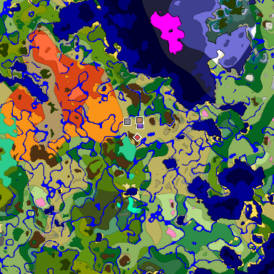 Predicted biome map of Java 1.20 seed 120624818715909247 around estimated spawn
