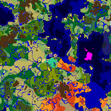 Predicted biome map of Java 1.20 seed 3018417593128607919 around estimated spawn
