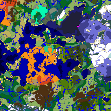 Predicted biome map of Java 1.20 seed -6002201277696385988 around estimated spawn