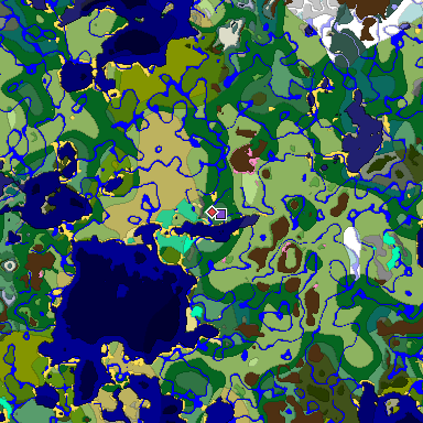 Predicted biome map of Java 1.20 seed -8257743885527035415 around estimated spawn